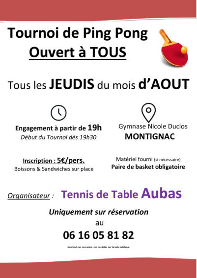 Tournoi Tennis de Table