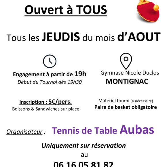 Tournoi Tennis de Table
